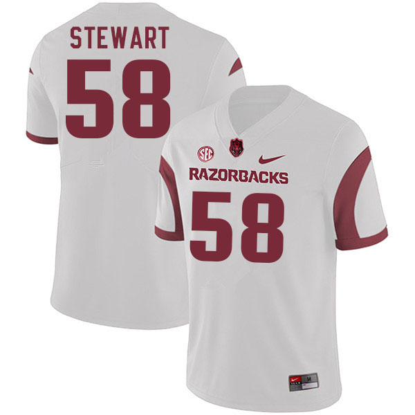 Men #58 Jashaud Stewart Arkansas Razorbacks College Football Jerseys Sale-White